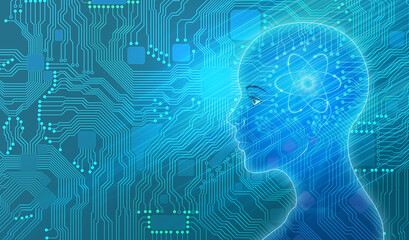 Artificial intelligence human and semiconductor circuit board wallpaper 반도체 로봇