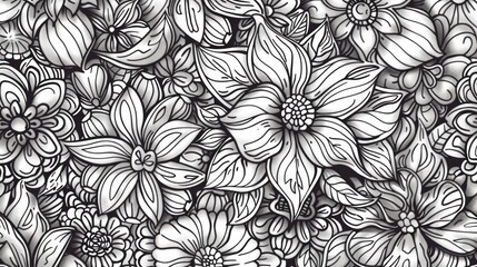 Hand drawn intricate floral pattern with various elements