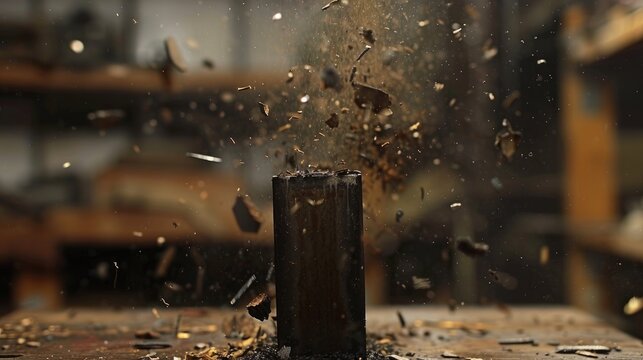 A magnetic bar attracts iron scraps generating a magnetic field