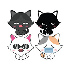 Obraz premium Vector set of cute kitty cats. Isolated on white background