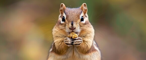 Fototapeta premium Eastern Chipmunk With Its Cheek Pouches Full Of Food,High Resolution, Ultra HD