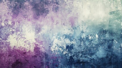 Abstract grunge image with shabby paint in a fashionable aquarelle print of indigo magenta white and green colors