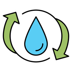 recycling or save water line filled icon