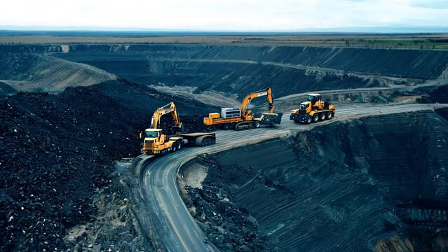 Coal Mining Equipment In Open Pit Mine Generative AI