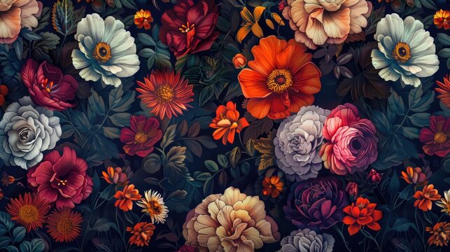 Flowers on Dark Colored Background