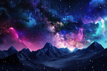 Fototapeta premium Generative ai on theme of beautiful northern lights, bright aurora borealis winter in atmosphere