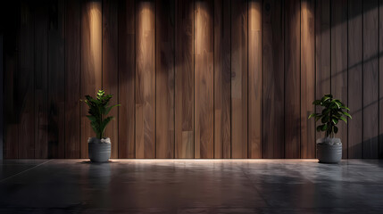 Fototapeta premium Wooden wall background, empty room