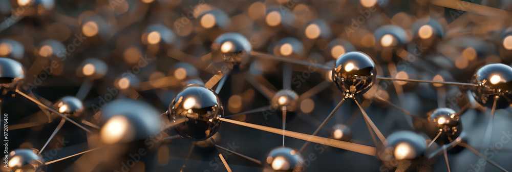Fototapete network of interconnected nodes forming complex structure