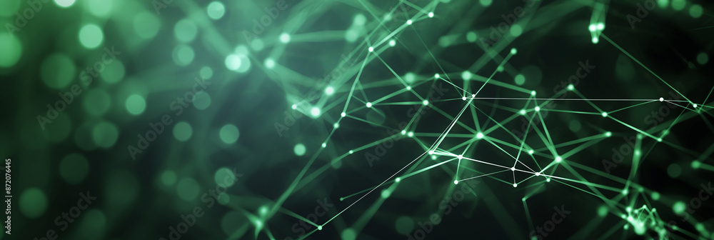 Poster Abstract network background connecting green dots and lines
