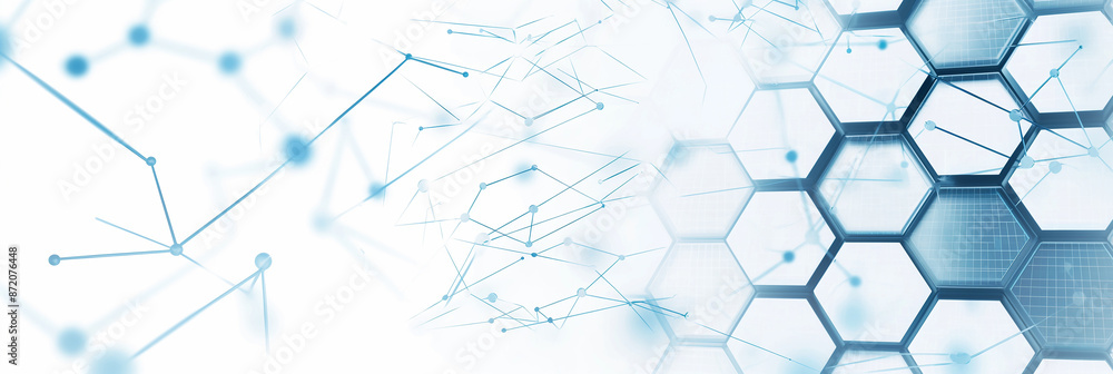 Poster abstract network forming with modern hexagonal shapes