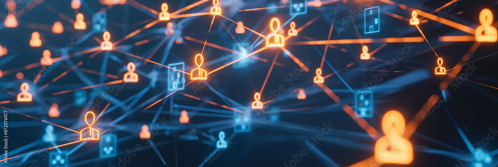 Poster global network connecting business people working remotely from home office