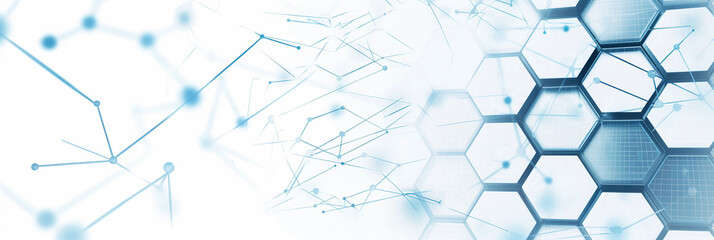 Abstract network forming with modern hexagonal shapes