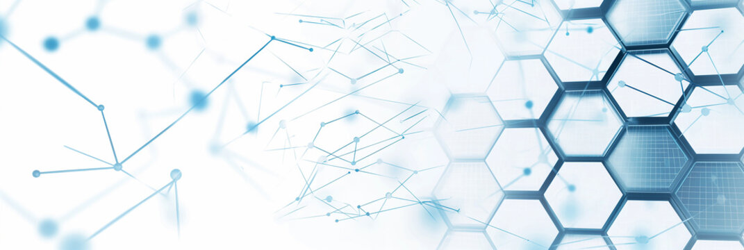 Abstract network forming with modern hexagonal shapes - Powered by Adobe