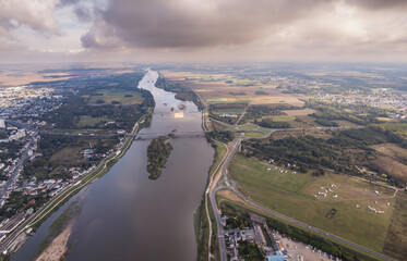 A rivers embrace: aerial view of a french cityscape