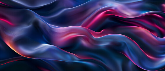 Fototapeta premium Surreal 3D depiction of a radiant, undulating holographic textile, exuding elegance ,a swirling mixture of purple, pink and black tones creating a hypnotic visual experience