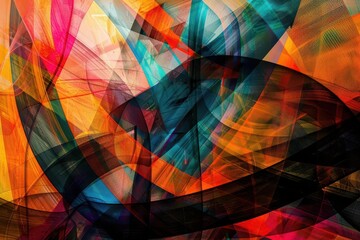 abstract digital artwork featuring vibrant intersecting lines and curves creating a dynamic colorful composition reminiscent of data visualization