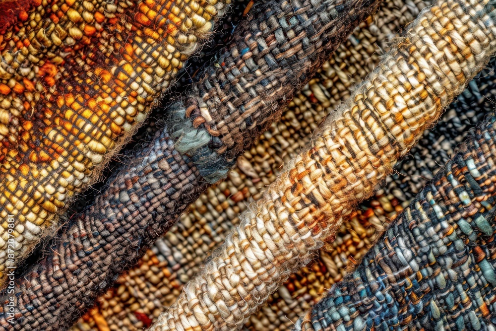 Poster abstract textile pattern with intricate weaves rich textures and a harmonious blend of earthy tones 