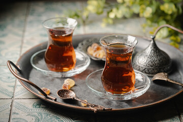 Turkish tea in traditional glass