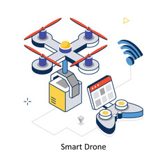 Smart Drone concept vector isometric style stock illustration. EPS file