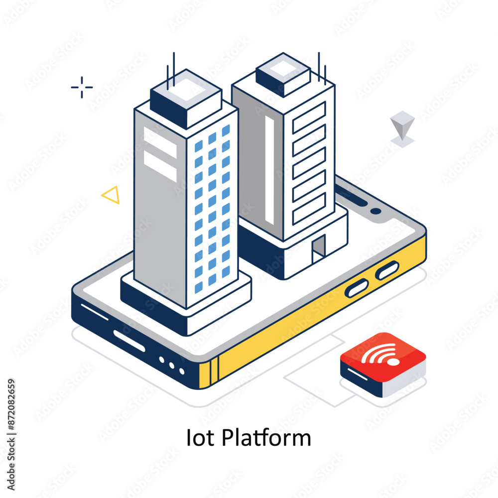 Poster iot platform concept vector isometric style stock illustration. eps file
