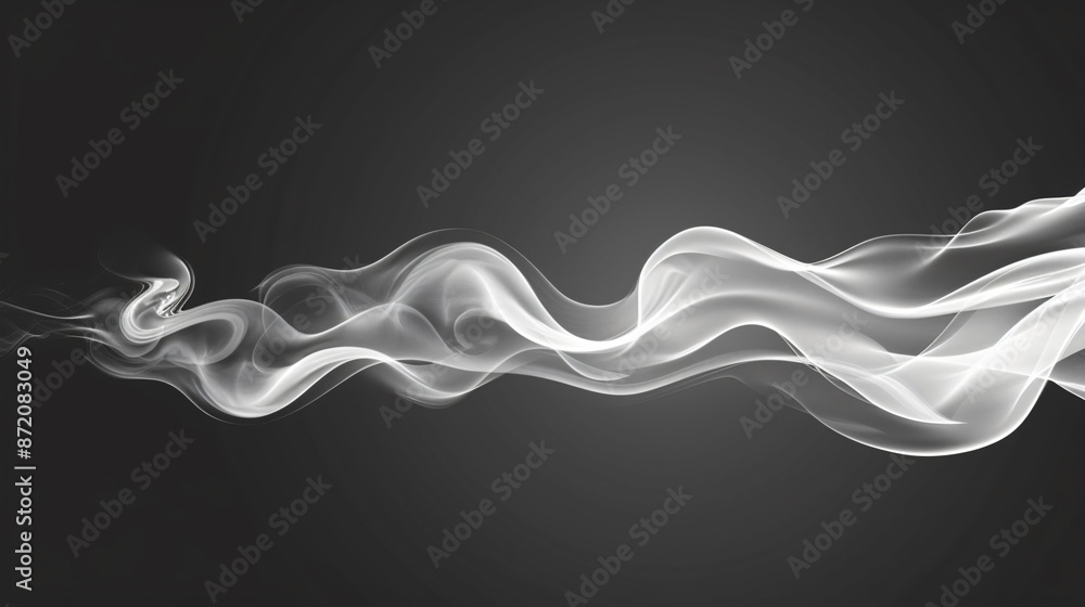 Aufkleber abstract white smoke illustration on black background. the design features fluid and dynamic shapes,