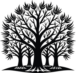 unique treeline silhouette illustration white background