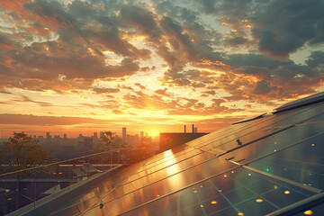 Obraz premium Generative ai on theme of solar cell panels in a photovoltaic power plant, eco renewable power