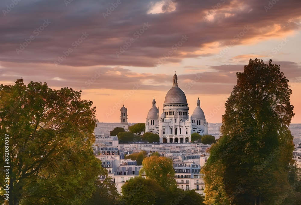 Wall mural a view of the sacre coeur in paris