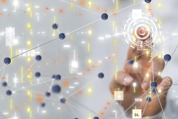 Neural network 3D illustration. Big data and cybersecurity