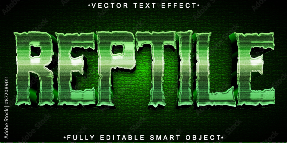 Poster green reptile vector fully editable smart object text effect