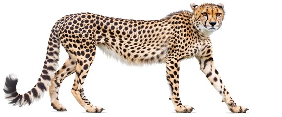 Obraz premium Cheetah (Acinonyx Jubatus) Standing, Isolated On A White Background,High Resolution, Ultra HD