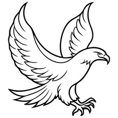 Obraz premium Eagle stock vector one line art, solid white background.