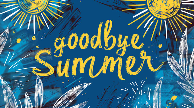 Vibrant colorful illustration saying Goodbye Summer