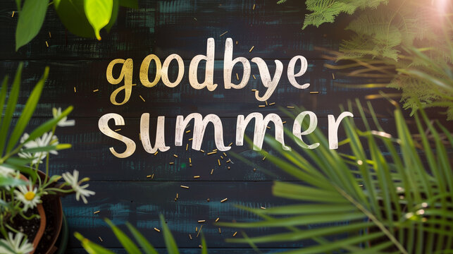 Vibrant colorful illustration saying Goodbye Summer