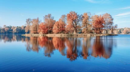 Fototapeta premium Autumnal Reflections on a Still Lake