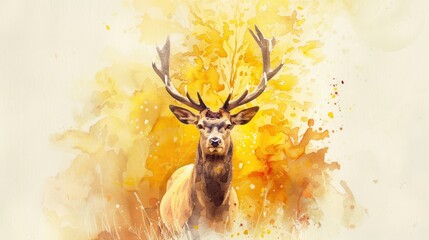 Watercolour autumn forest animals