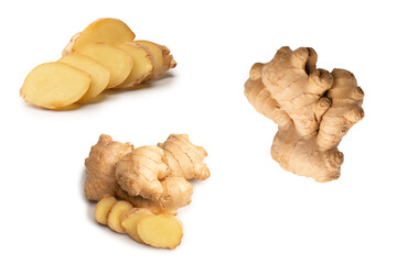 Ginger root isolated on white background.
