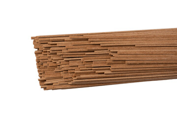 Buckwheat noodles isolated on a white background.