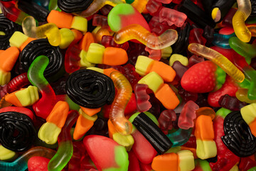 Assorted colorful gummy candies. Jelly  sweets.