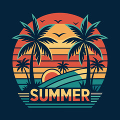 Summer Retro T-shirt design .