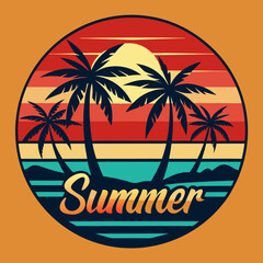 Summer Retro T-shirt design .