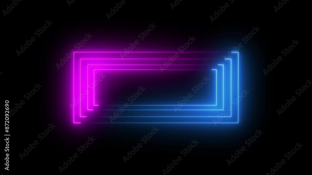 Aufkleber abstract beautiful blue neon rectangle frame moving in motion seamless vj loop animation.