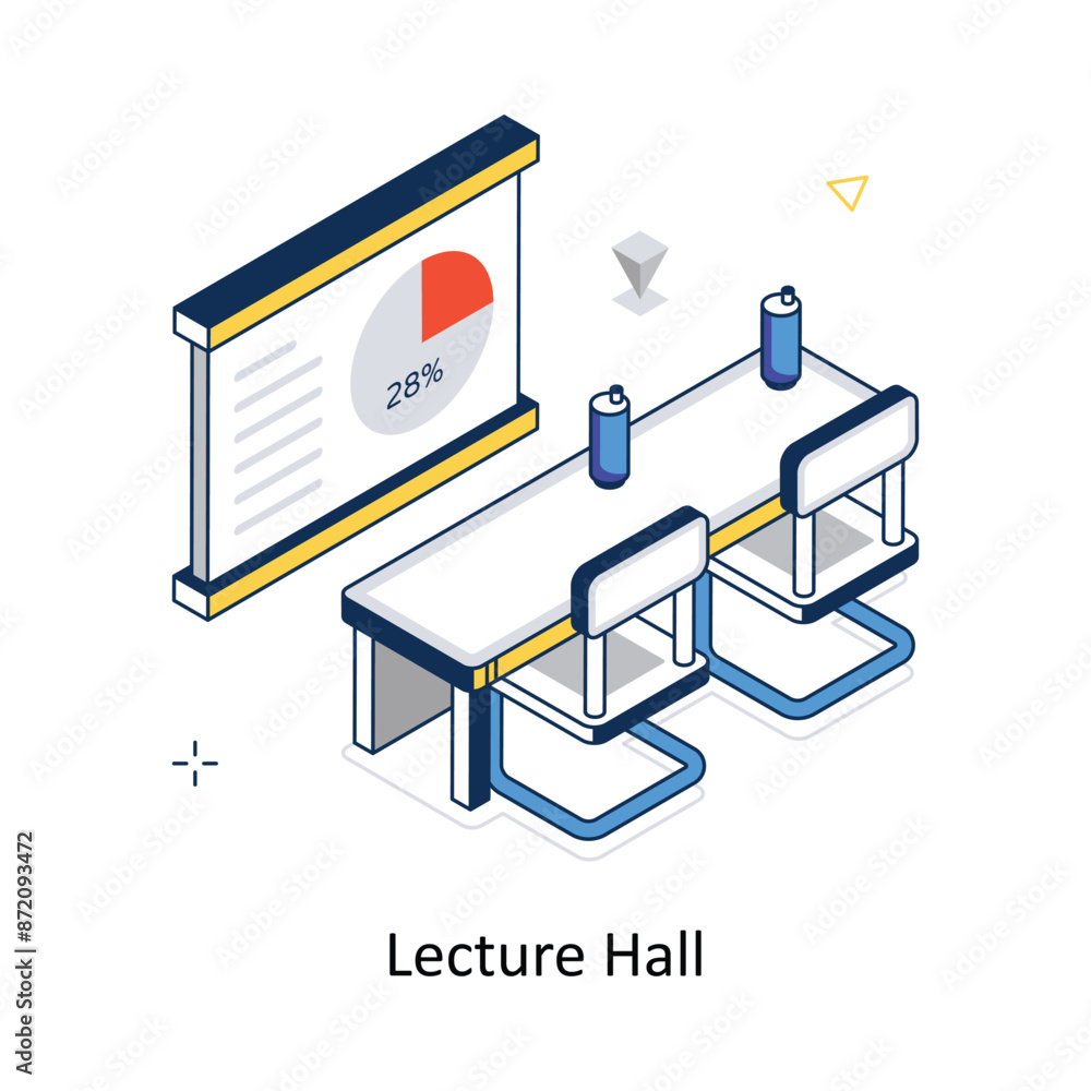Poster lecture hall concept vector isometric style stock illustration. eps file