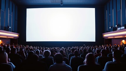 Empty cinema screen with audience