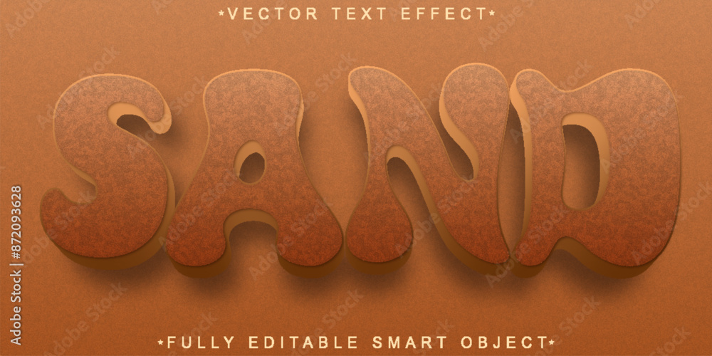 Poster cartoon desert sand vector fully editable smart object text effect