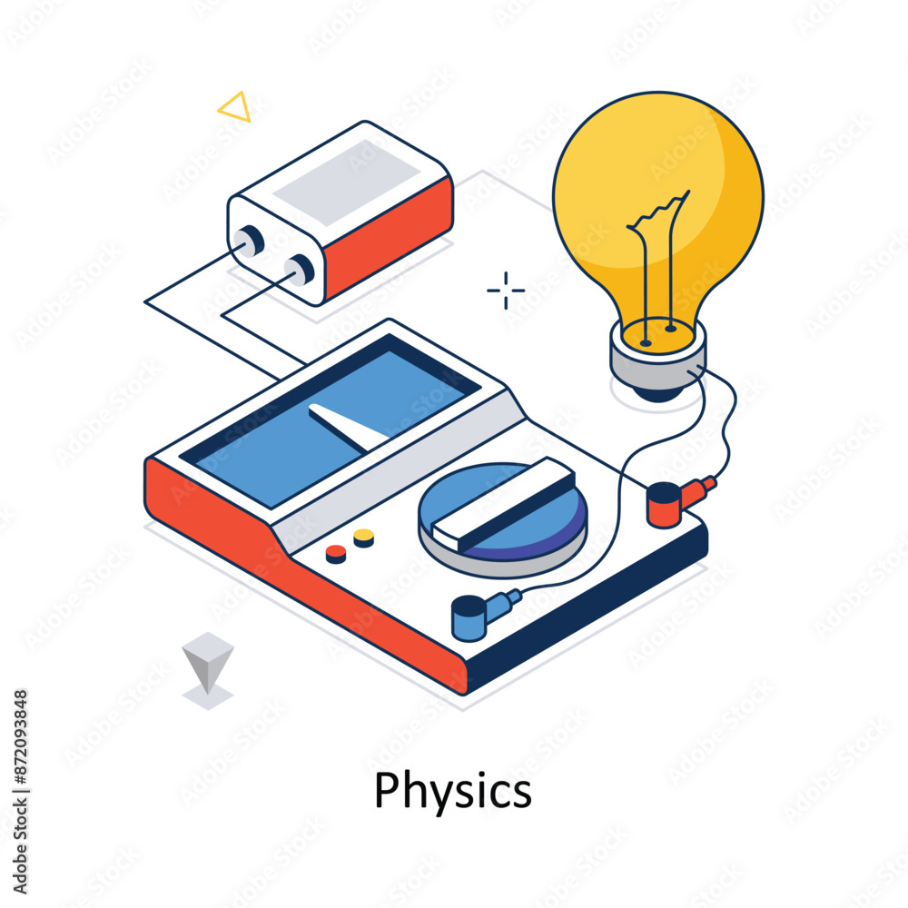 Poster physics concept vector isometric style stock illustration. eps file