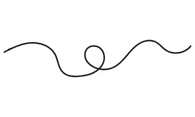 A red silk thread looped in a circle form, extending on both ends, symbolizing the red thread of fate in chinese tradition, on a pure white background with copy space. long red thread. EPS 10/Ai