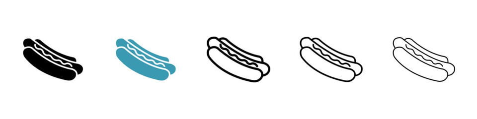 Hotdog vector icon set in black and blue colors