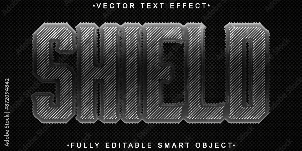 Poster silver shield vector fully editable smart object text effect