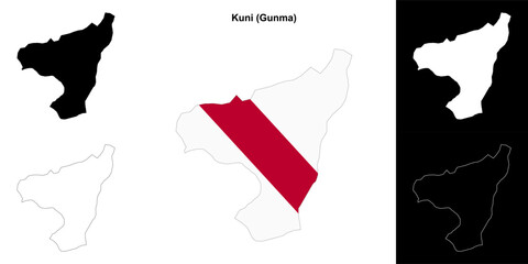 Kuni (Gunma) outline map set